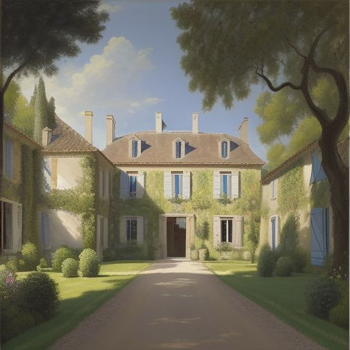 DreamShaper prompt: Realism painting of a French Manor House in Proven...