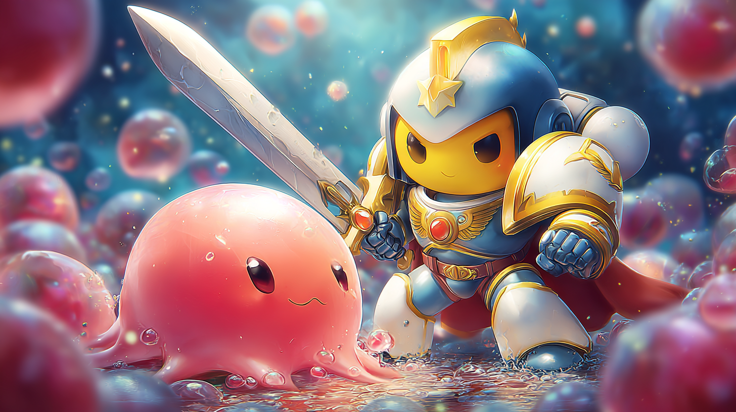 Midjourney prompt: A space marine, warhammer 40k, fighting with his s...