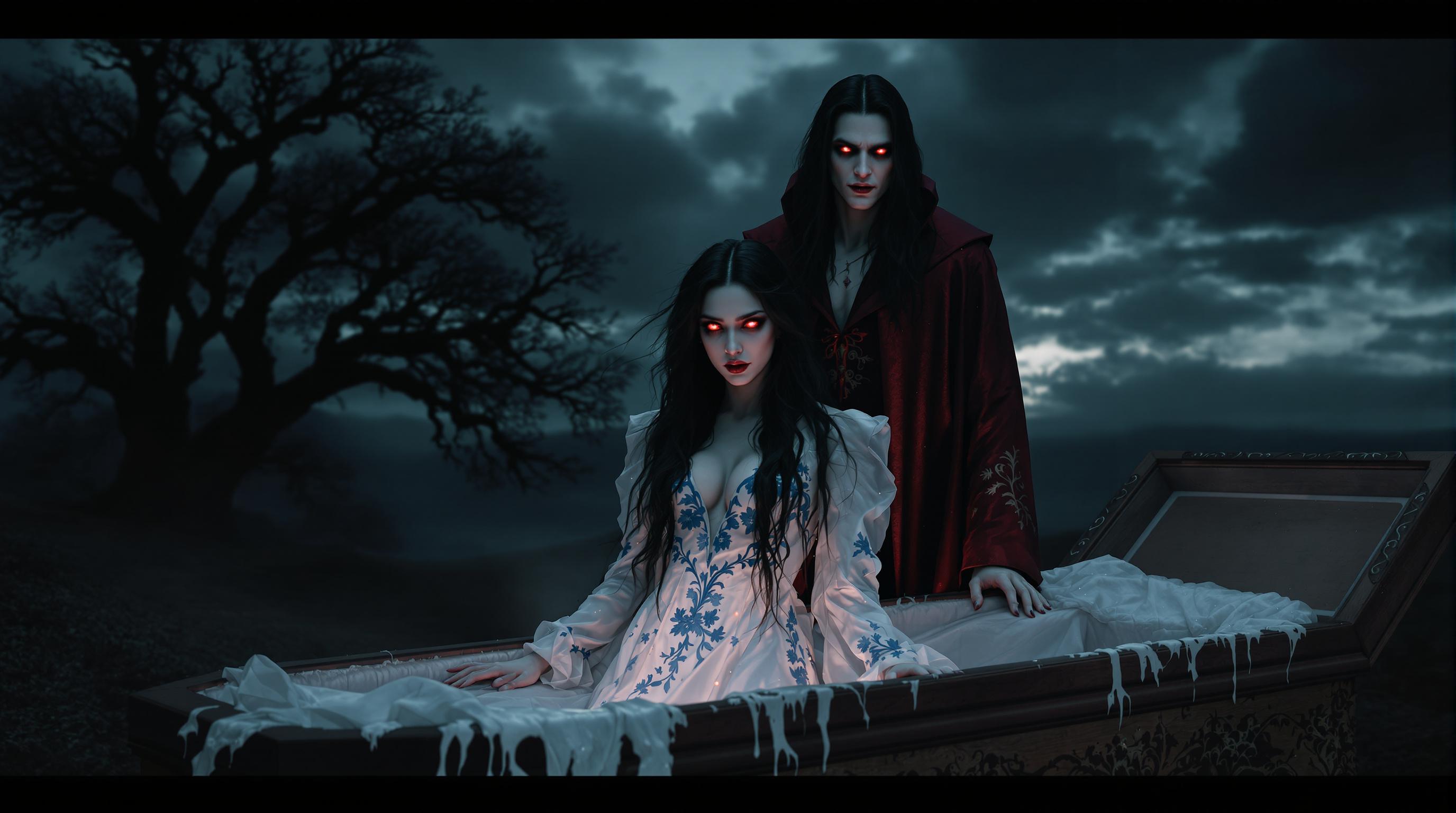 FLUX prompt: The image depicts a dramatic and eerie scene, set ...