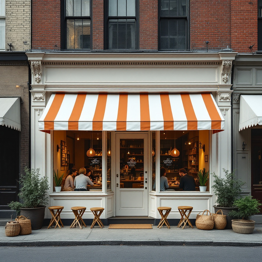 FLUX prompt: The exterior of a ground level small coffee-bakery...