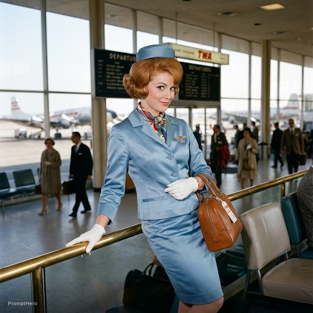 Nano Banana prompt: (photo of a hot stewardess posing for playboy maga...