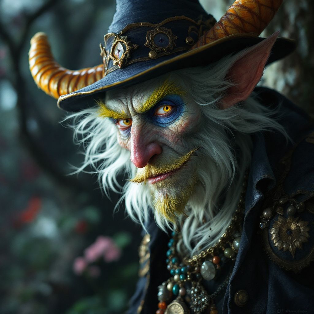 FLUX prompt: A portrait of a folklore character, such as a sly ...