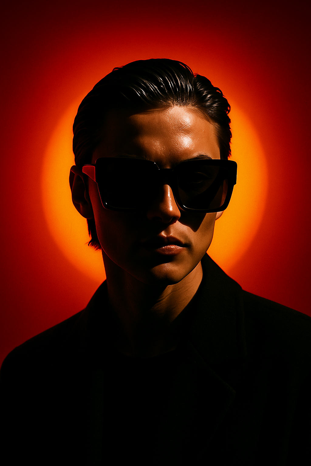 ChatGPT Image prompt: A person with slicked-back dark hair wearing overs...