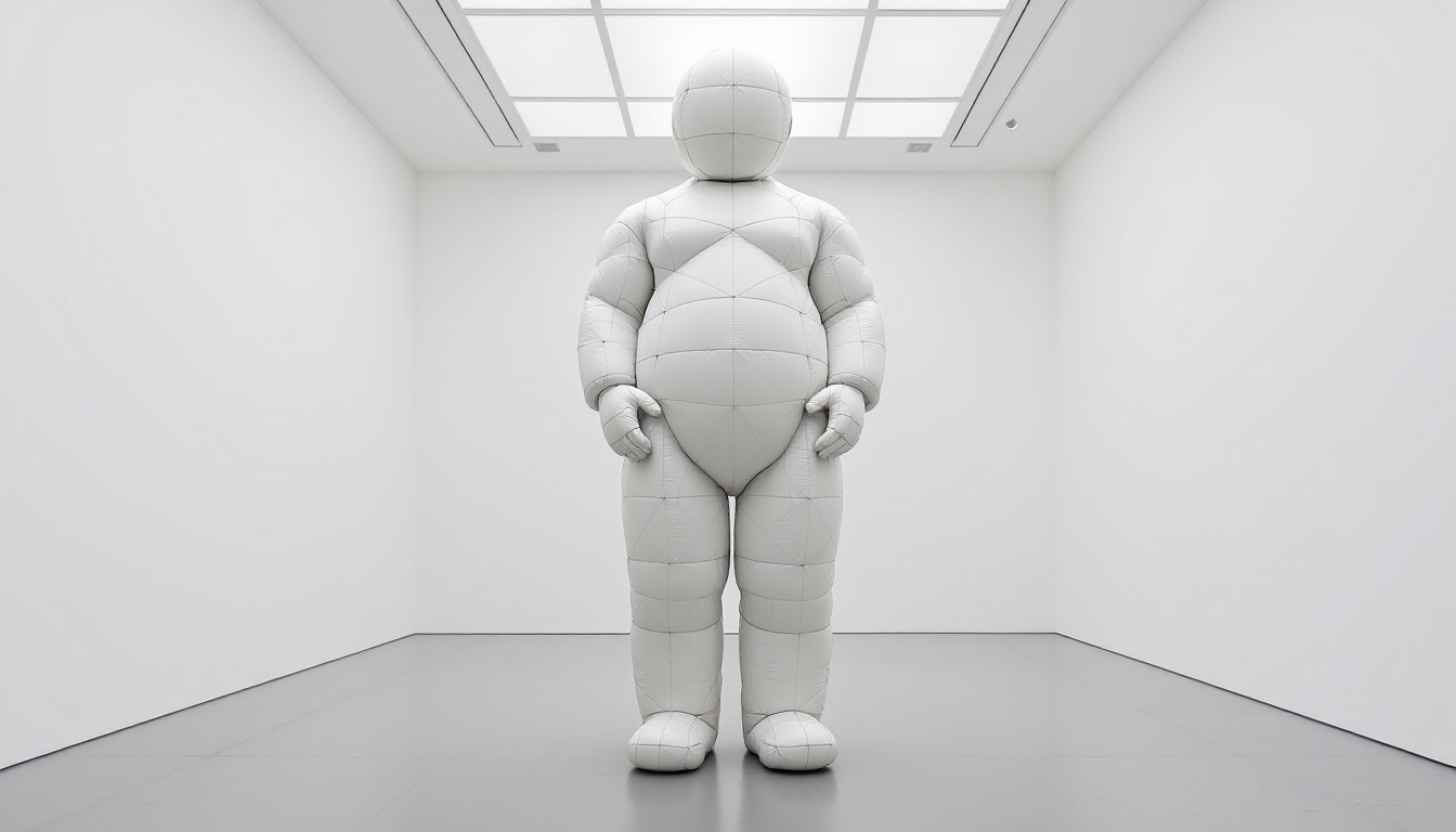 FLUX prompt: A monumental 6-meter-tall sculpture stands in a pr...