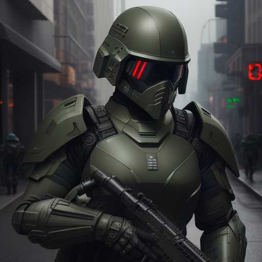 DreamShaper prompt: Futuristic soldier with advanced armor, weaponry, ...