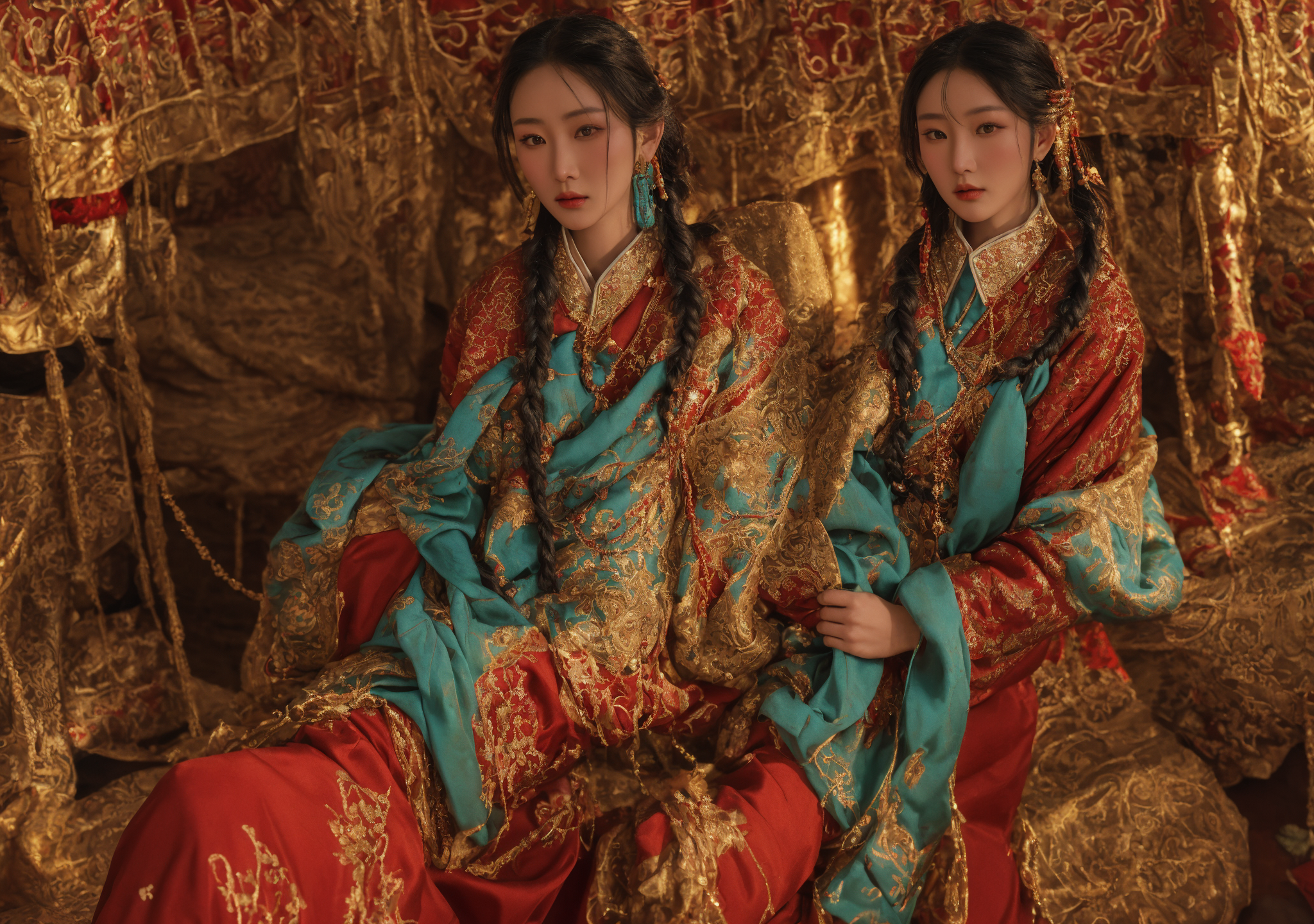 majicMIX realistic 麦橘写实 prompt: A cinematic close-up of a Mongolian woman in tradi...
