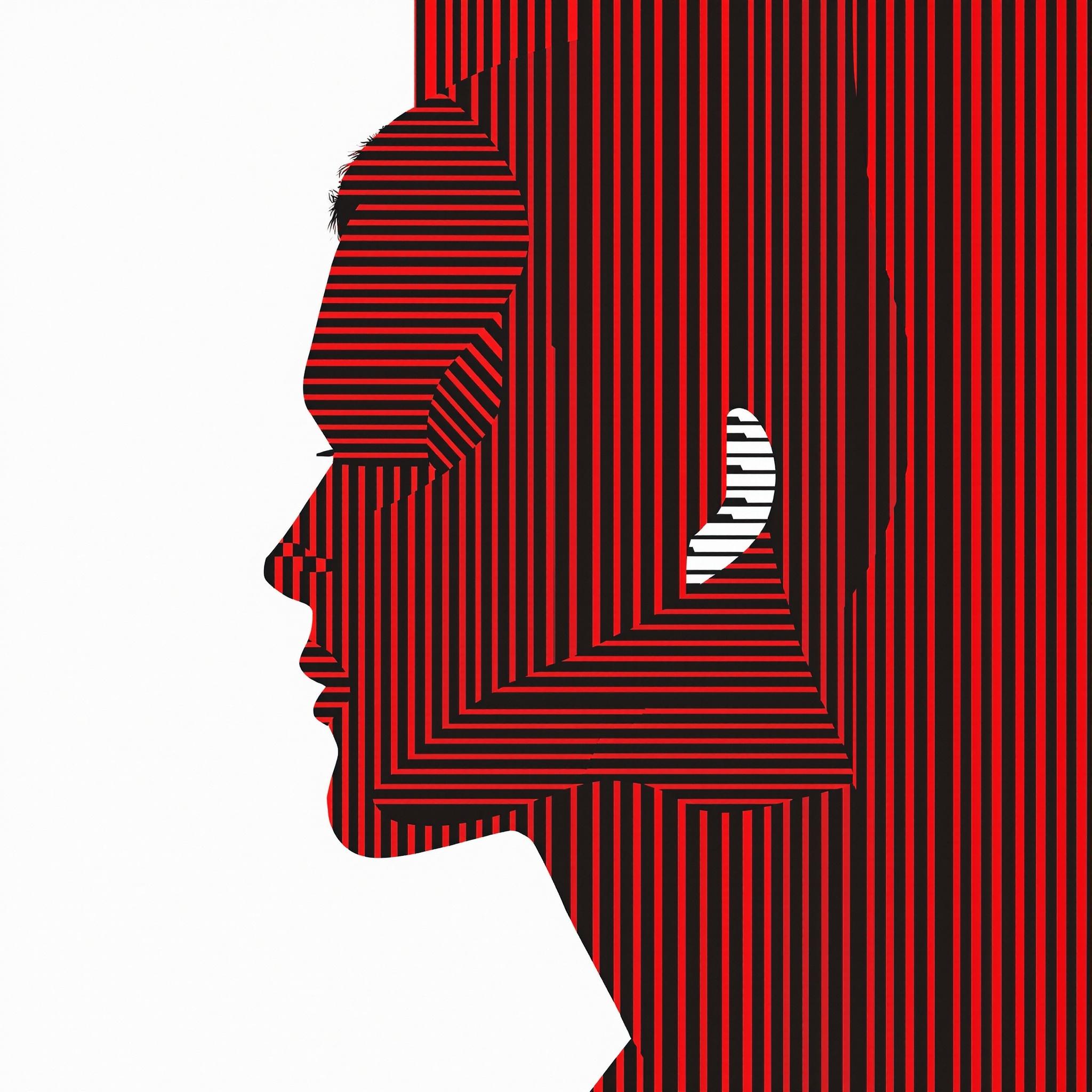FLUX prompt: modern art, man model face side with minimalist ov...