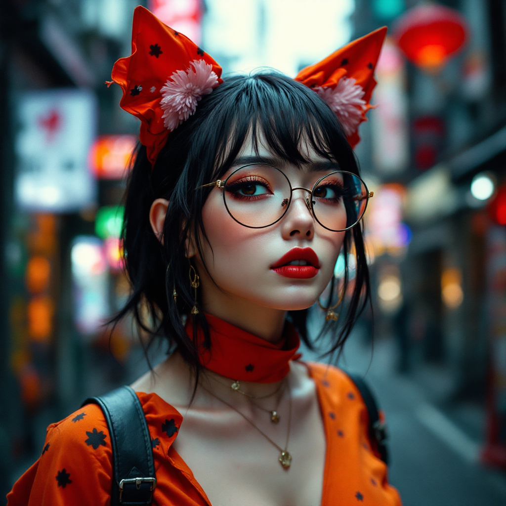 FLUX prompt: Taiwan girl astestic, velma from scooby-doo, a wom...