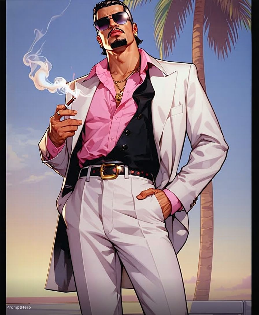 Stable Diffusion prompt: Full-body illustration of Al Pacino in a stylized ...