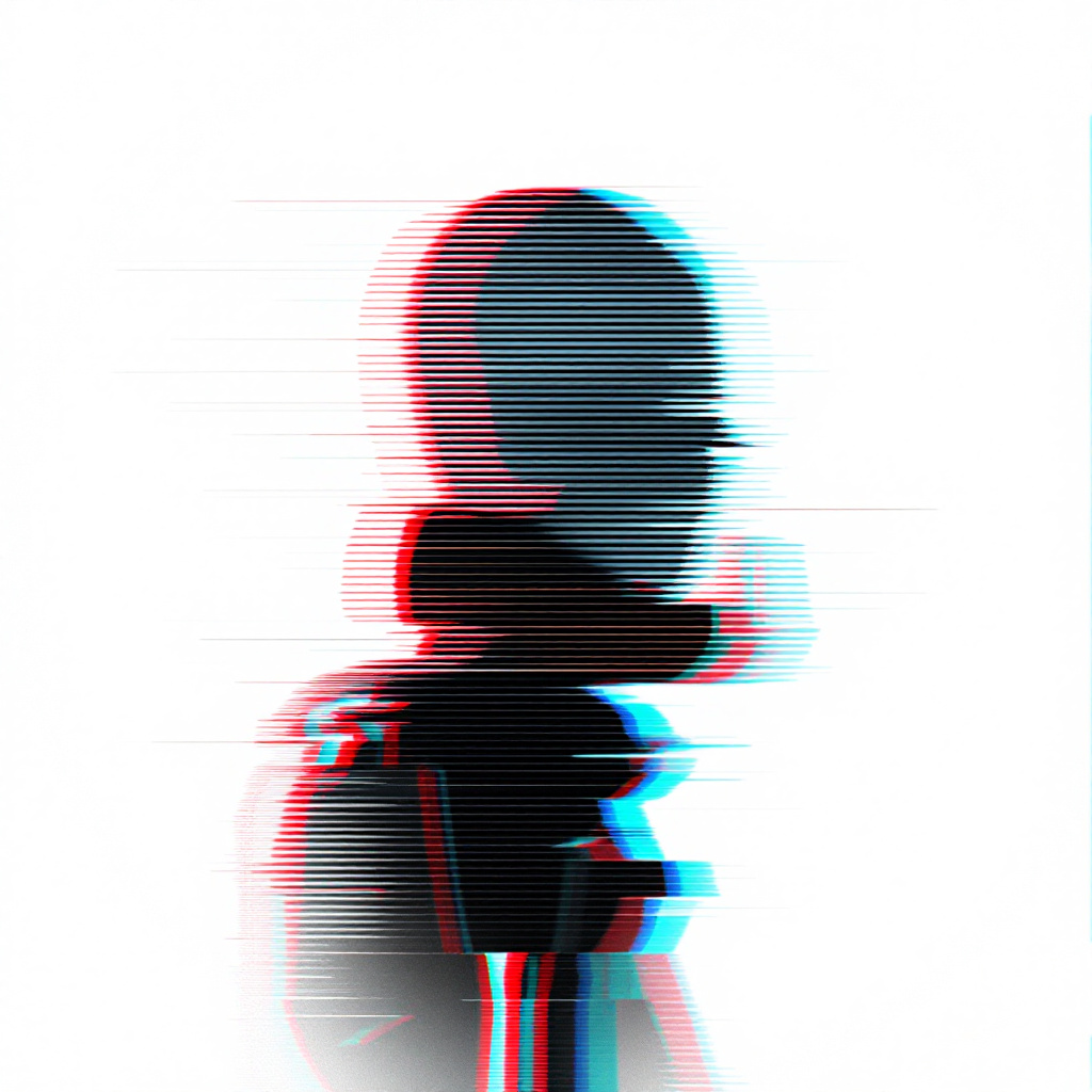 FLUX prompt: glitch art with linear distortion, horizontal scan...