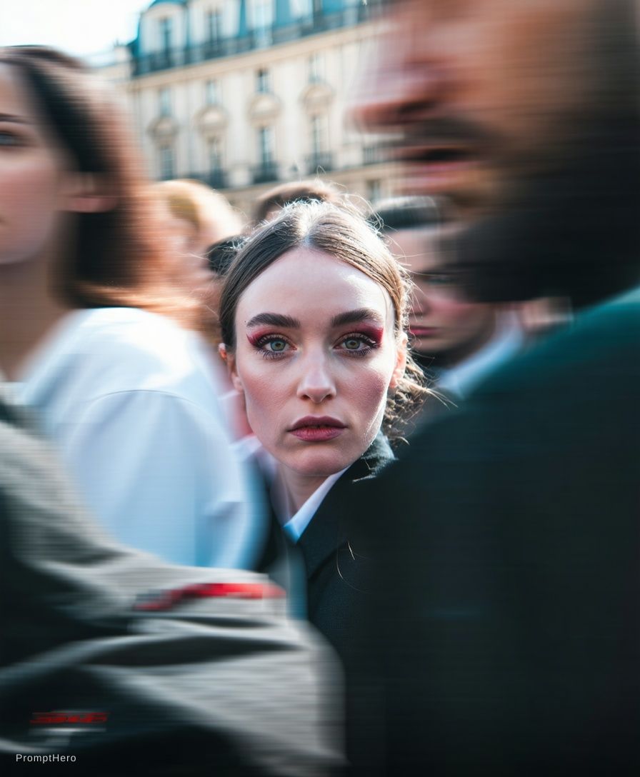Stable Diffusion prompt: Paparazzi-style extreme close-up photo of a woman ...