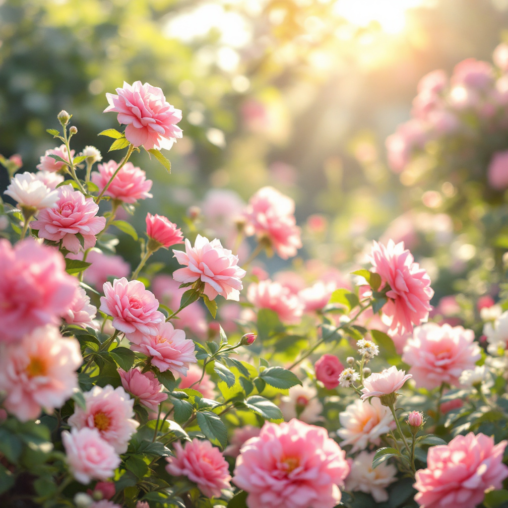 FLUX prompt: Un jardín sereno al amanecer, la belleza de las fl...