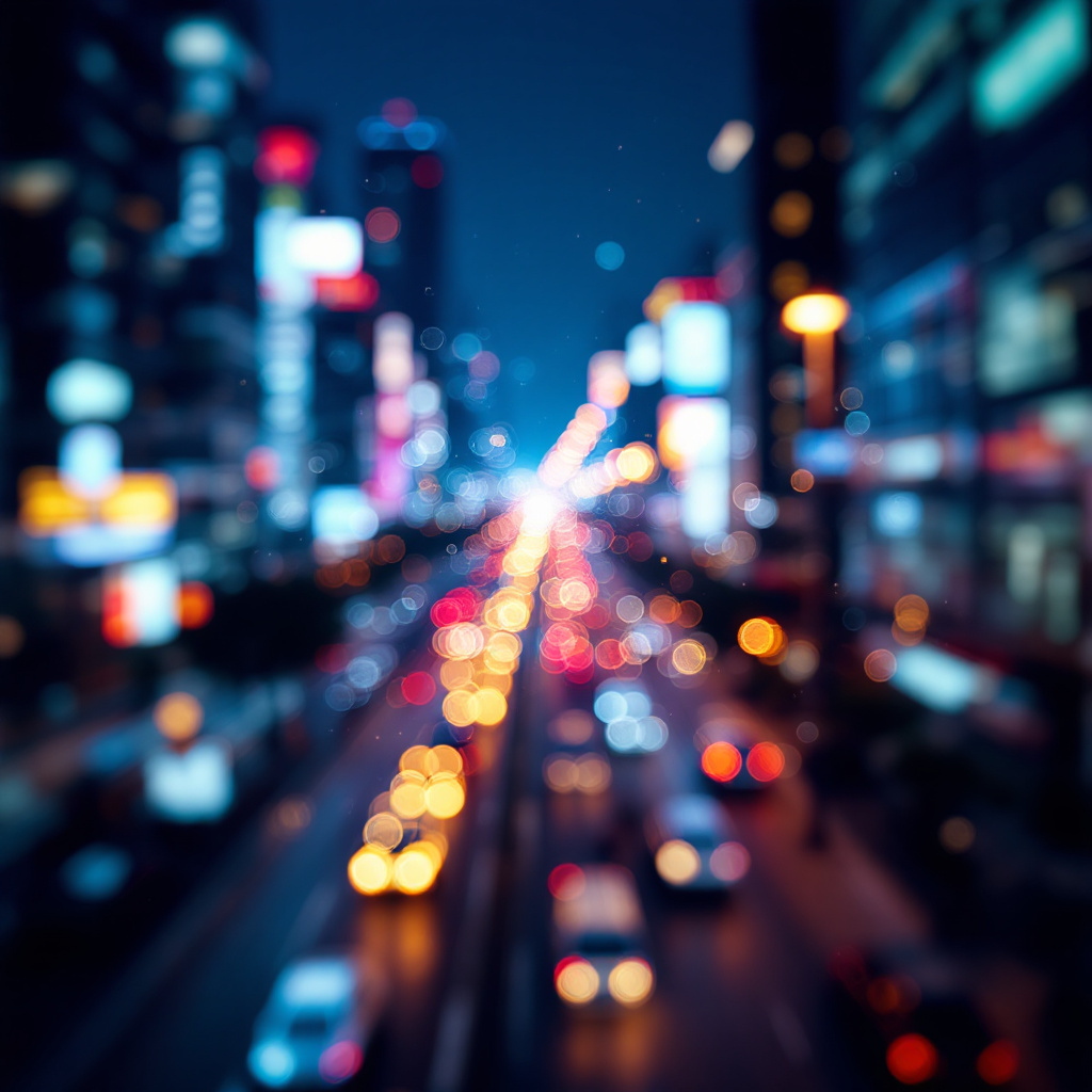 FLUX prompt: smart city Light effect blurred background