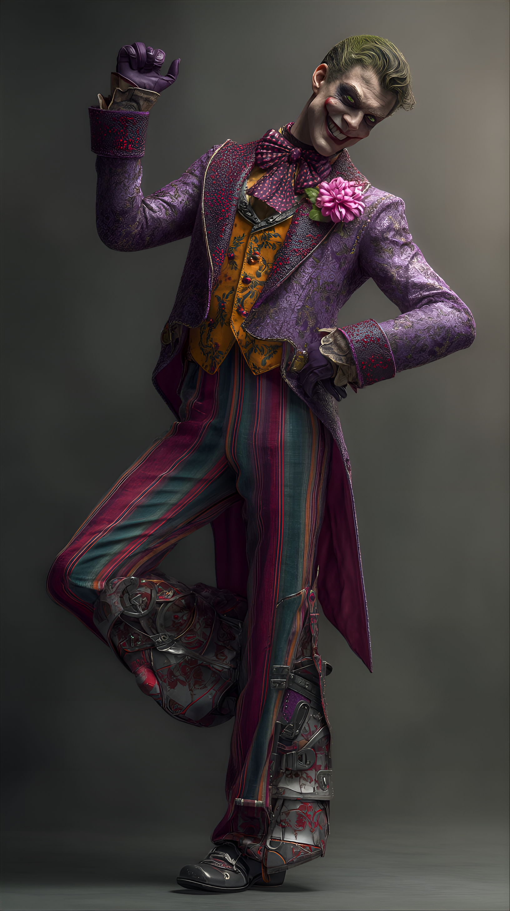 Midjourney prompt: Male character, young adult, Caucasian, The Joker,...