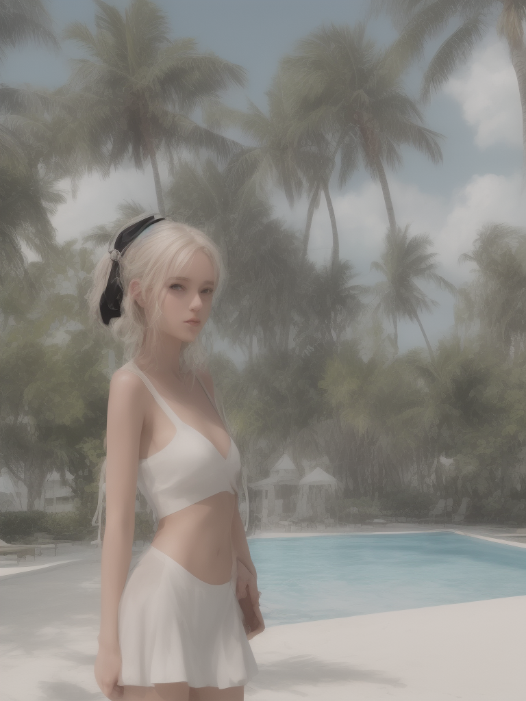 DreamShaper prompt: A photo of a fashionable woman at a chic resort. S...