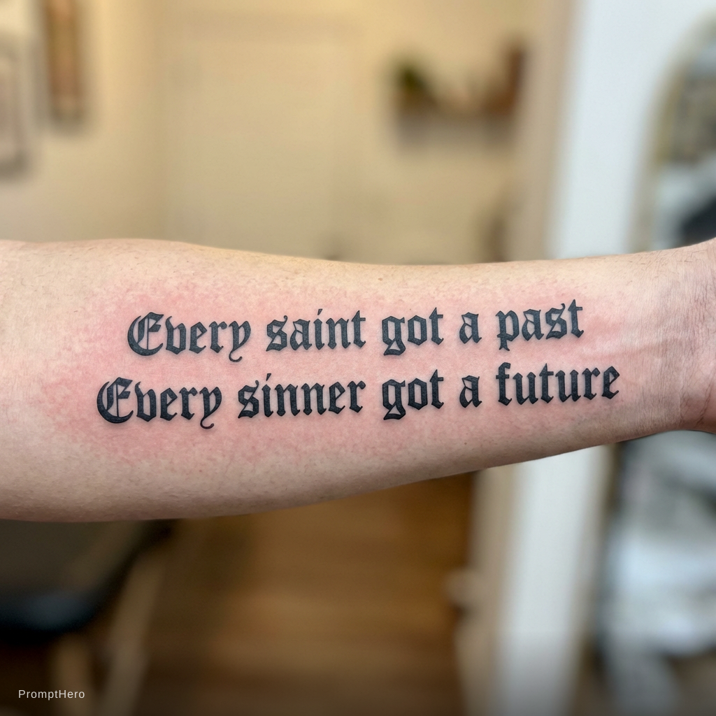 Nano Banana prompt: "Every saint got a past 
Every sinner got a
future...