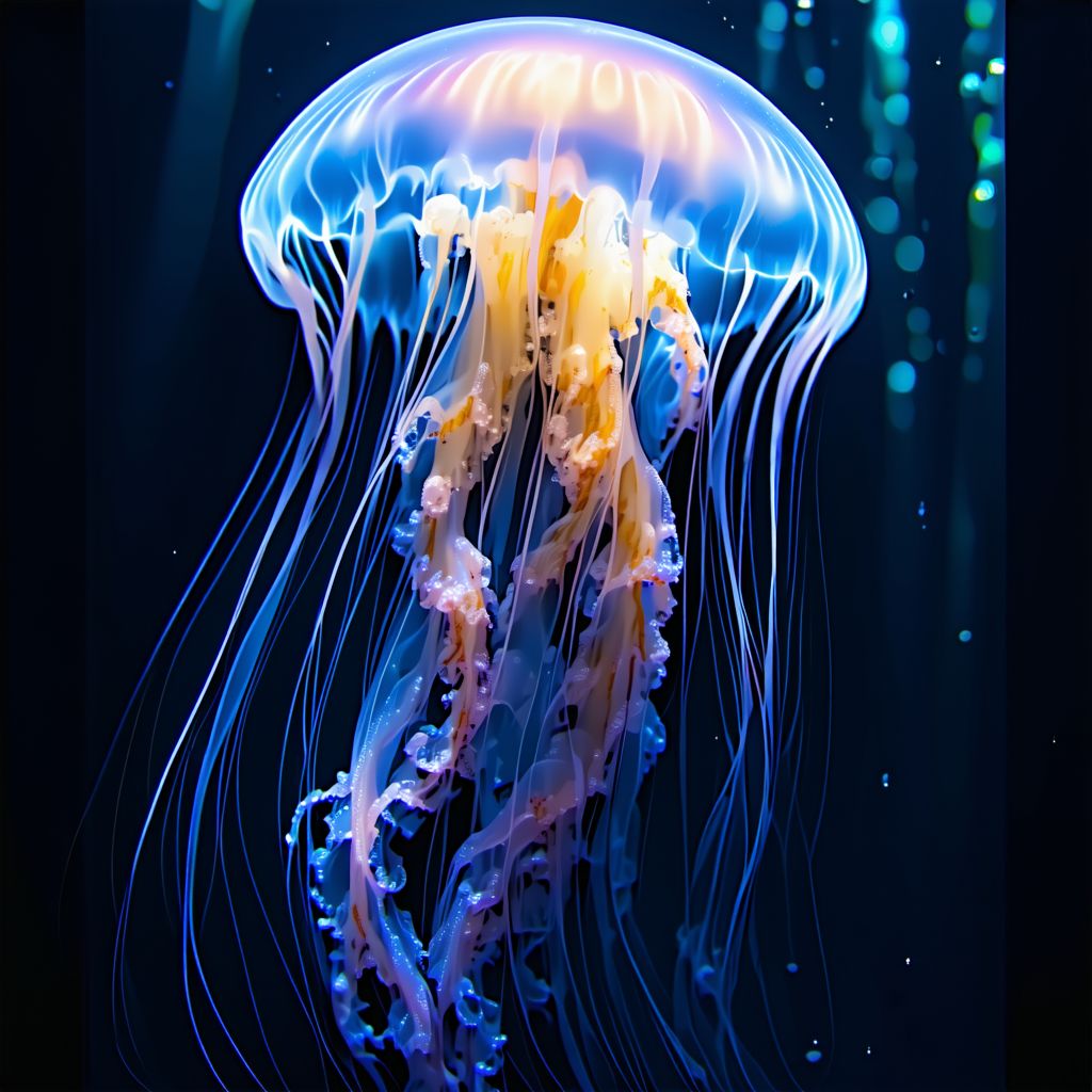 Stable Diffusion prompt: An anthropomorphic jellyfish pirate, posed charact...