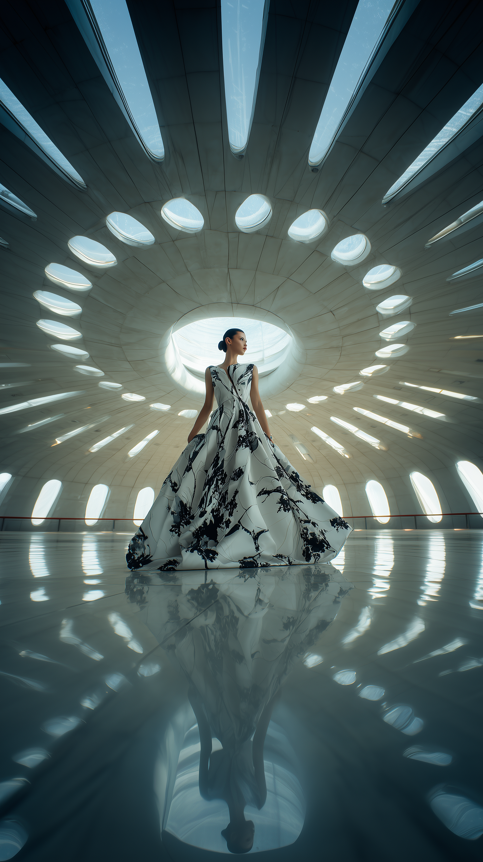 Midjourney prompt: photorealistic, fashion shoot of a conceptual dres...