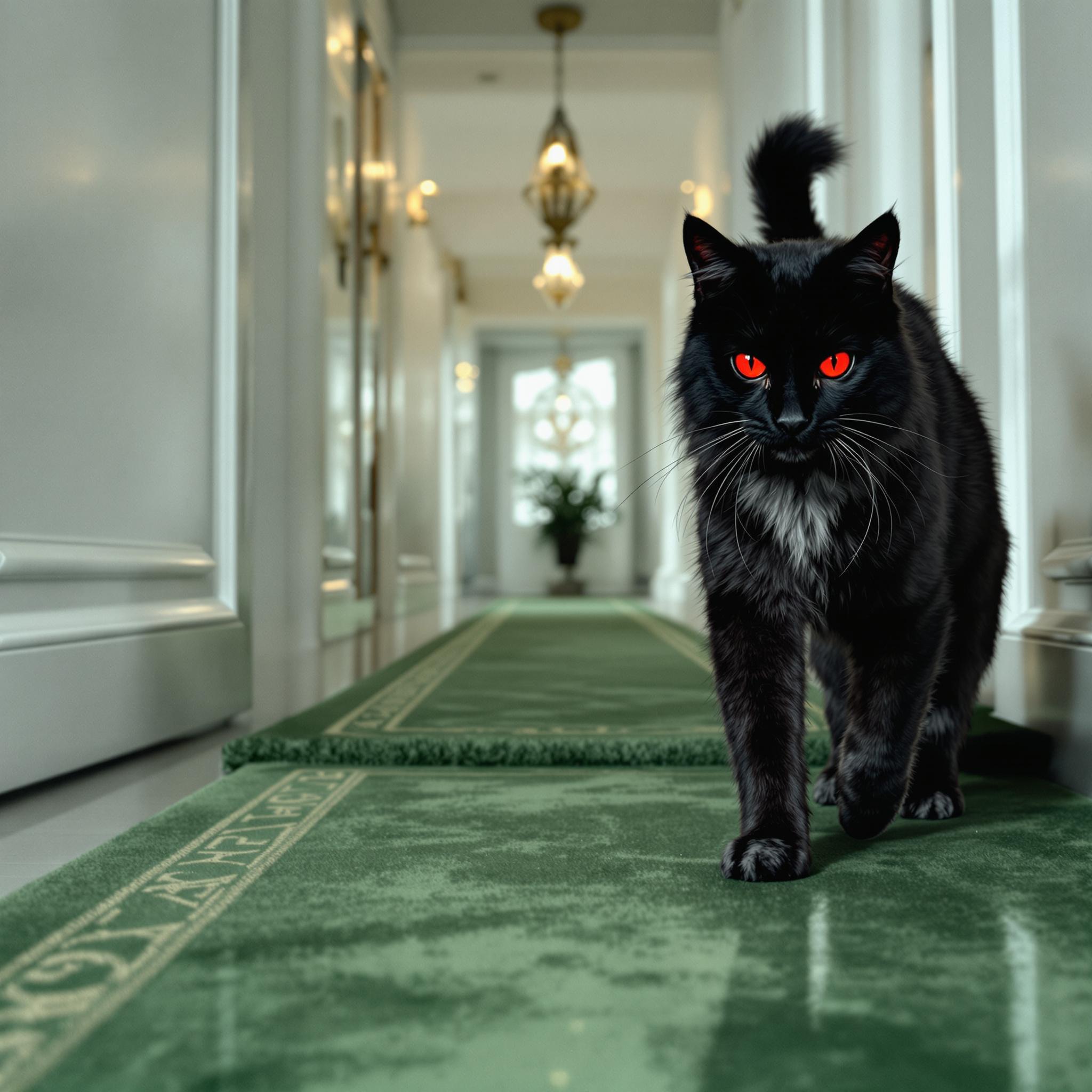 FLUX prompt: A DEMONIAC CAT WITH RED EYES AND AN EVIL LOOK, W...
