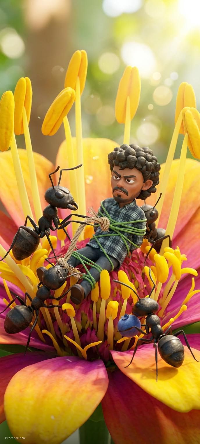 Hero prompt: An animation of several ants working together to d...