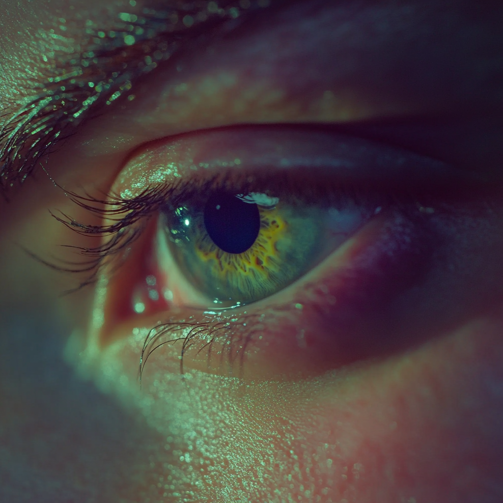 Midjourney prompt: Macro photography of a super detailed green eye, c...