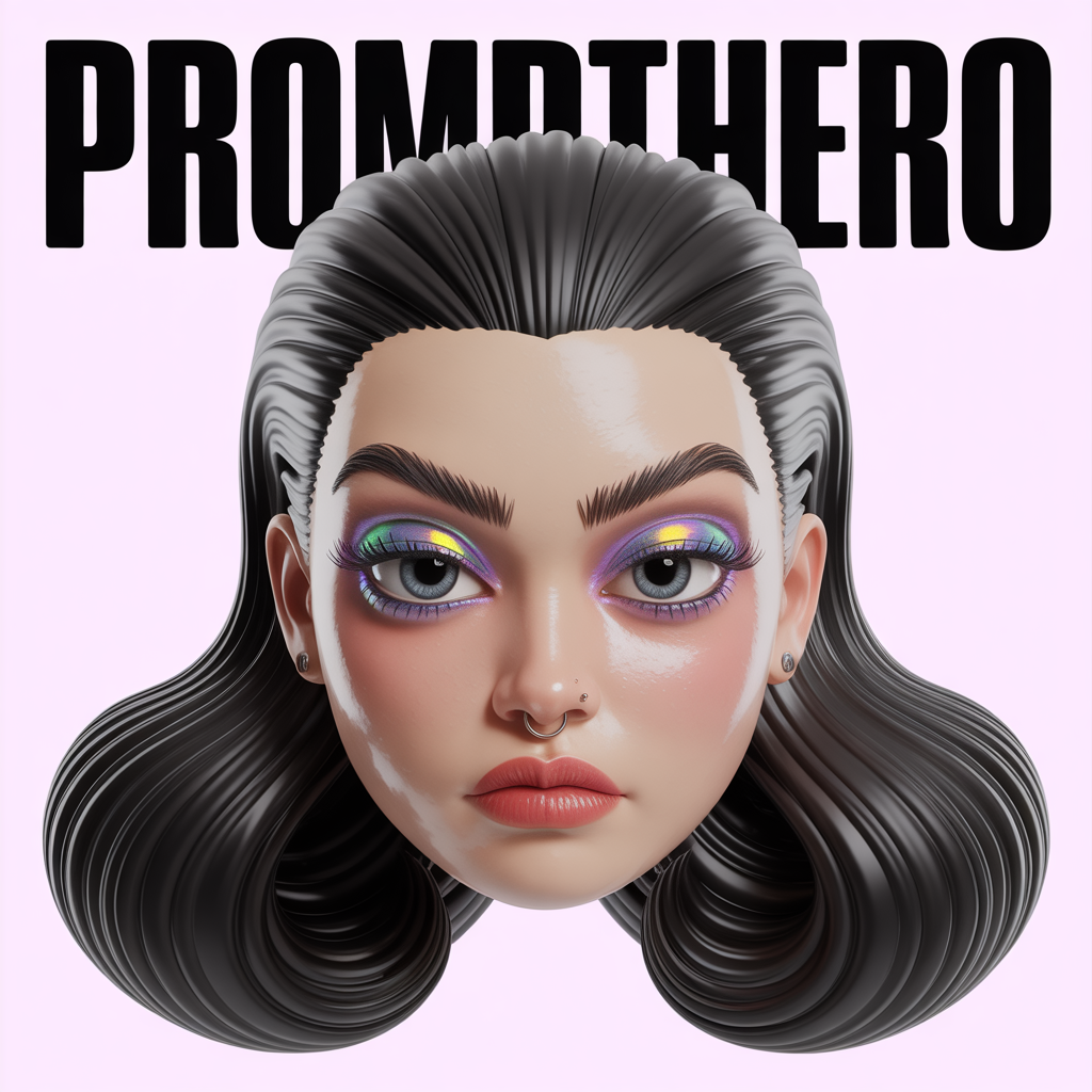 Ideogram prompt: Create a hyper-stylized 3D floating head of a brat...