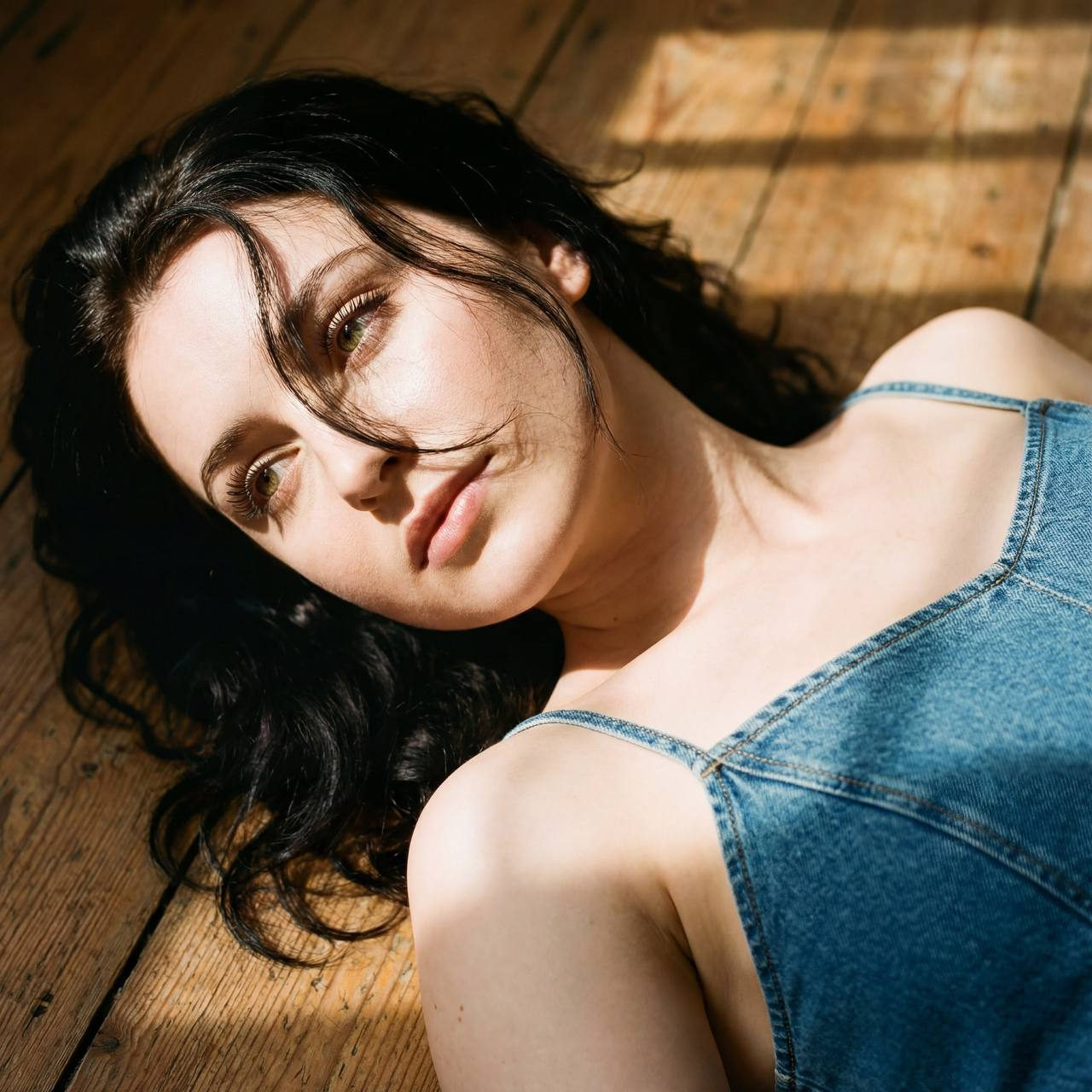 Denim Dress Wooden Floor