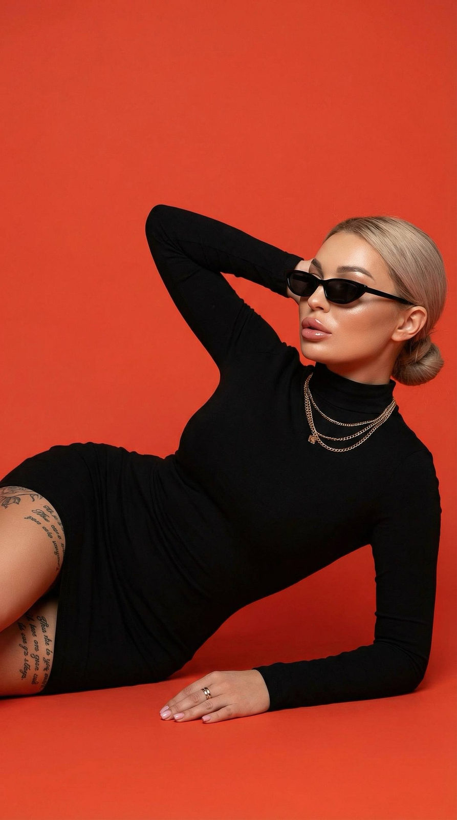 Black Dress Leg Tattoos