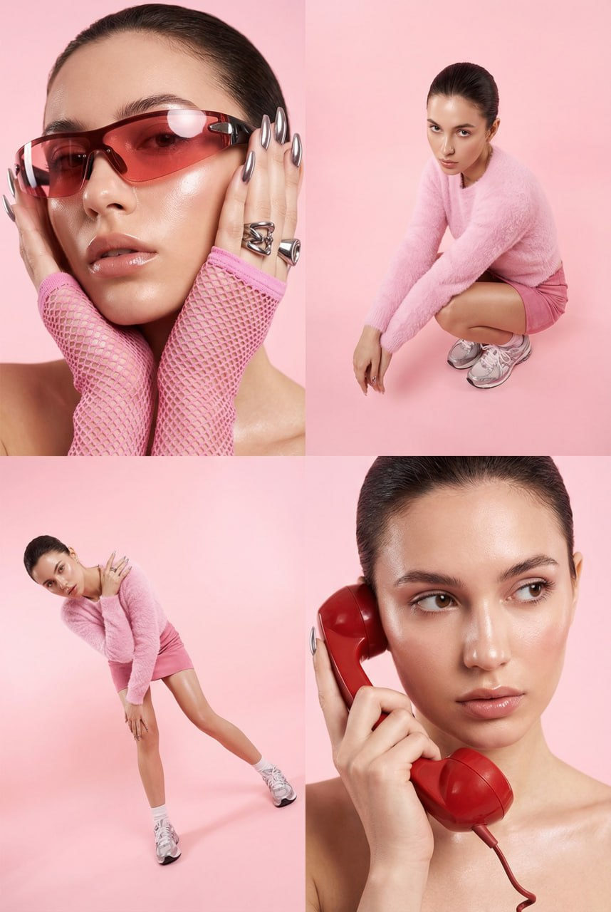 Pink Collage Four Panels