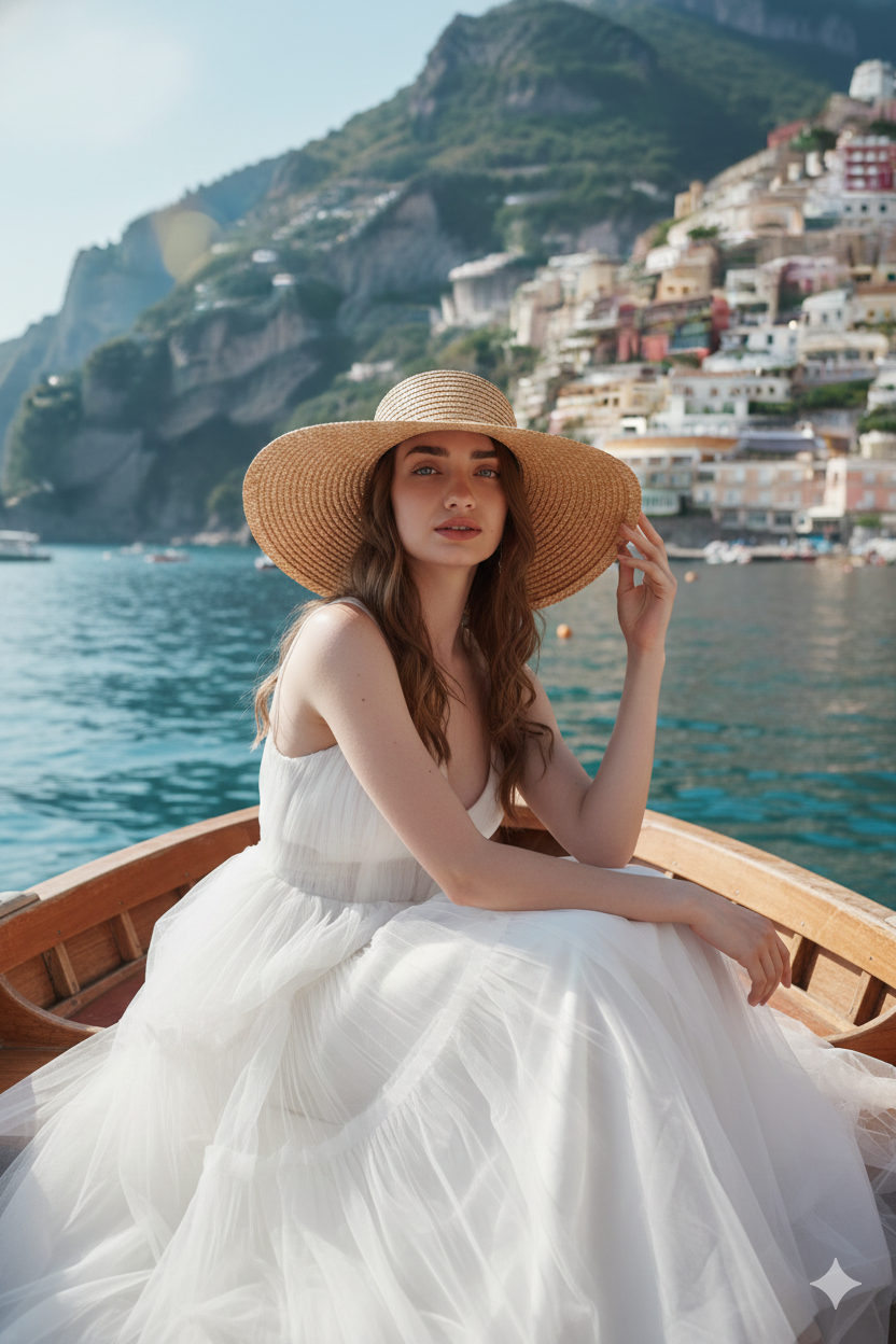 White Tulle Dress Boat