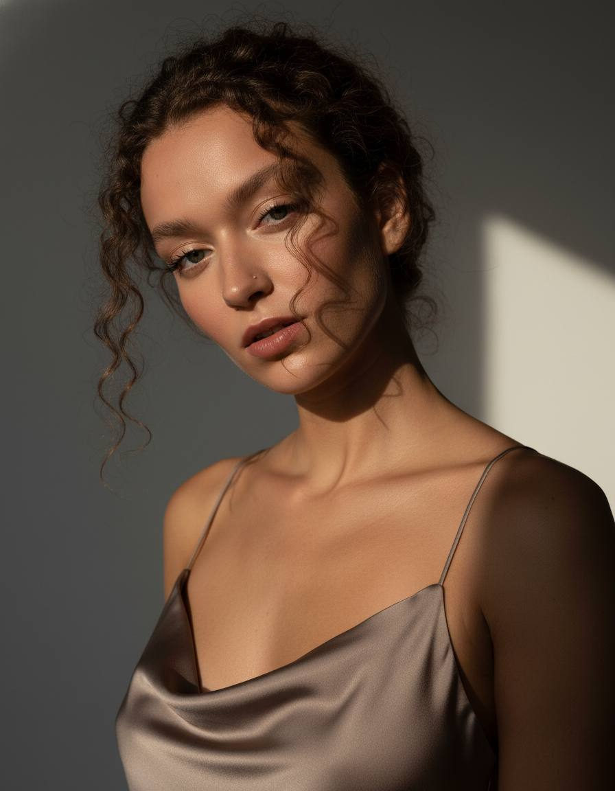 Taupe Silk Dress Sunlight