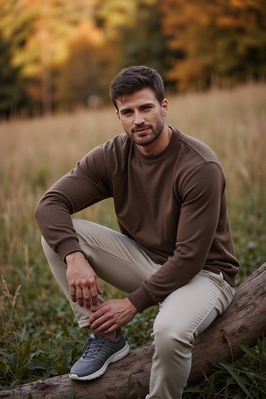 Brown Sweatshirt Autumn Log