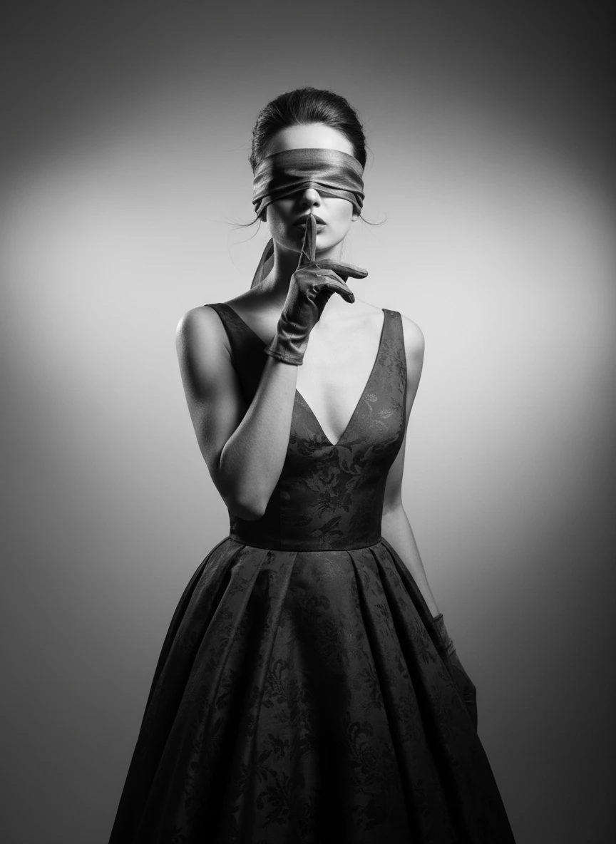 Black White Blindfold Silence