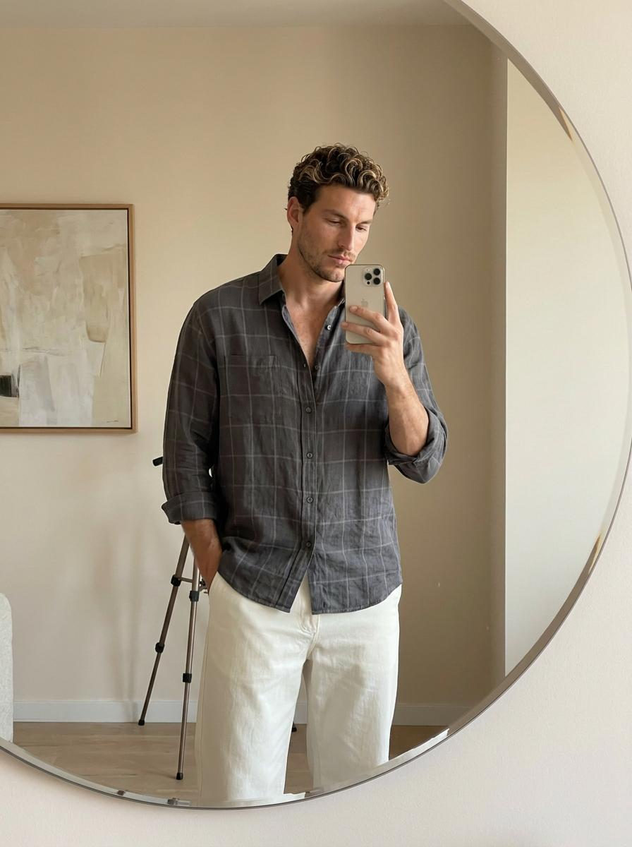 Minimalist Linen Mirror Portrait