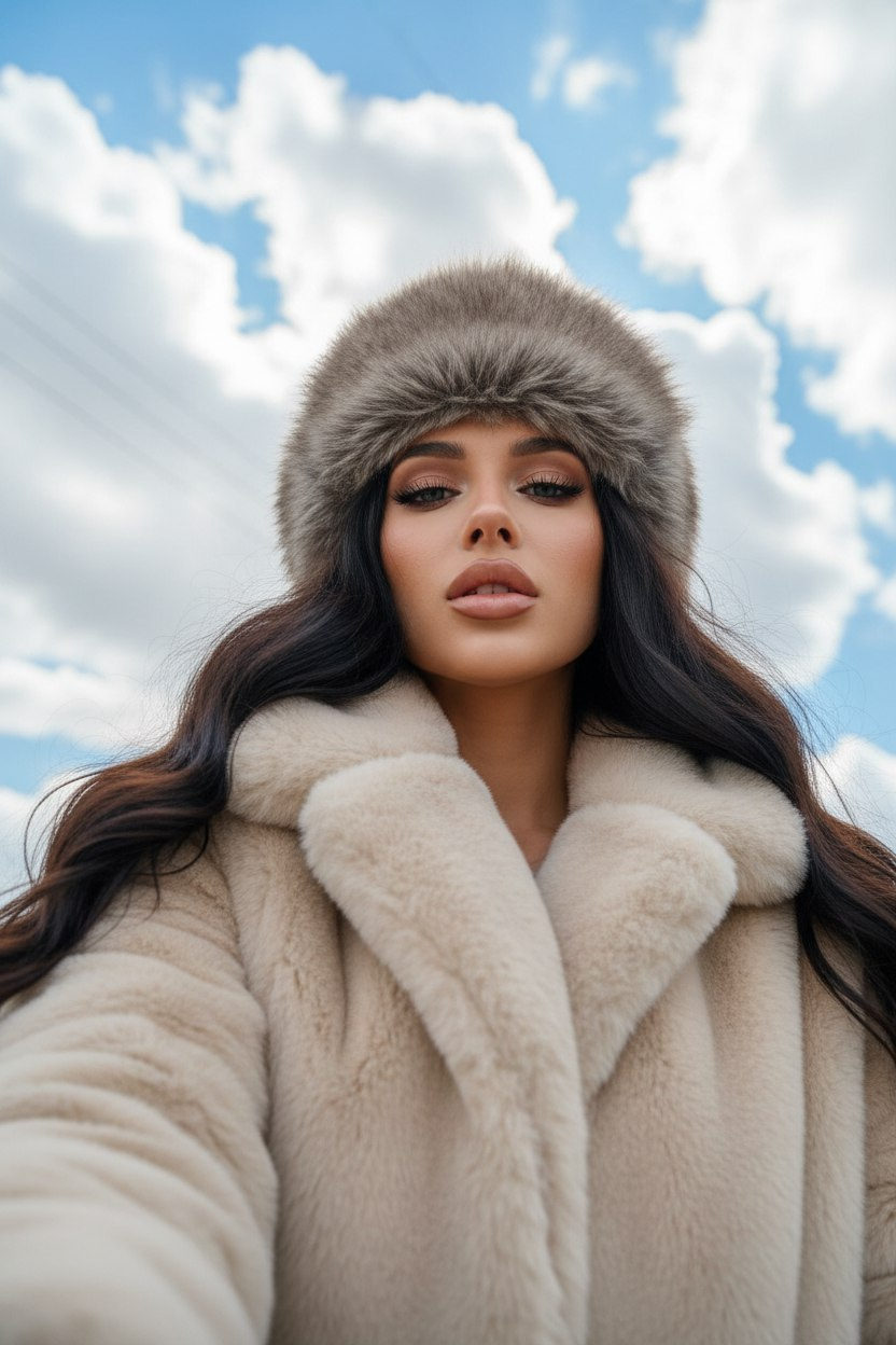 Papakha Fur Coat Sky