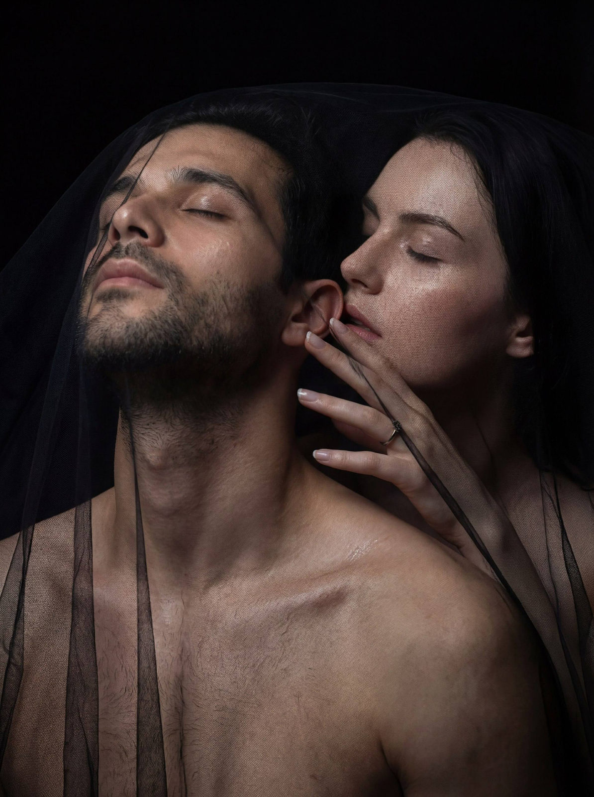 Black Veil Couple Close