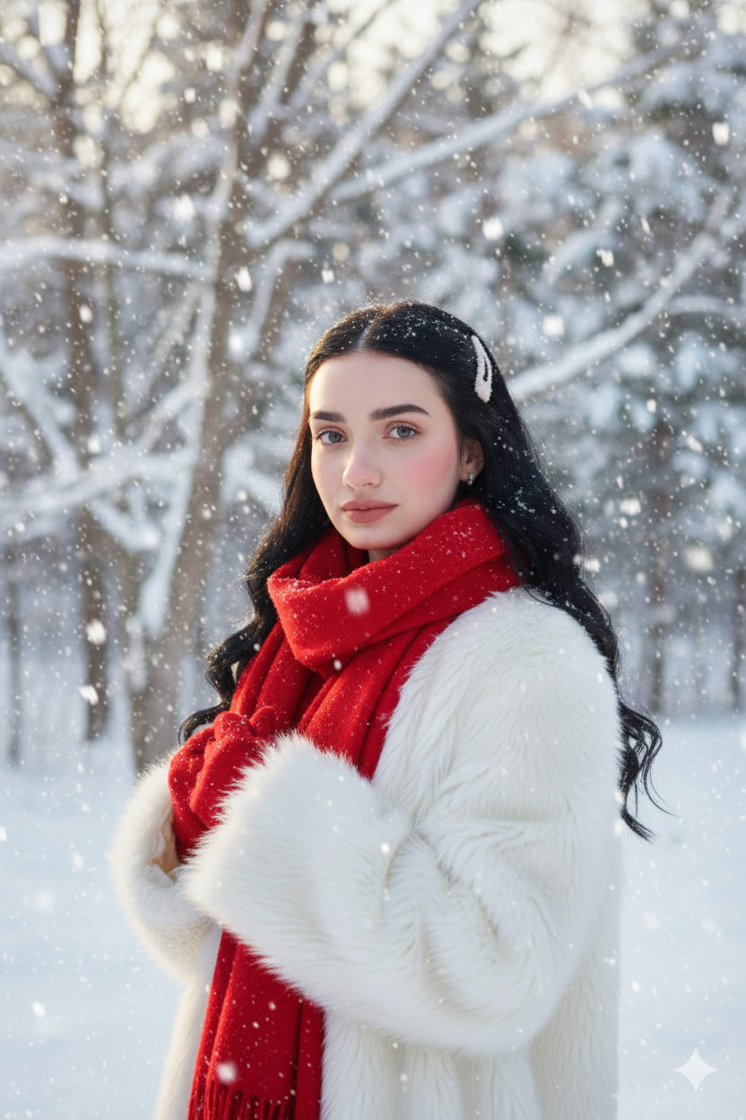 Snowy Fur Coat Backdrop