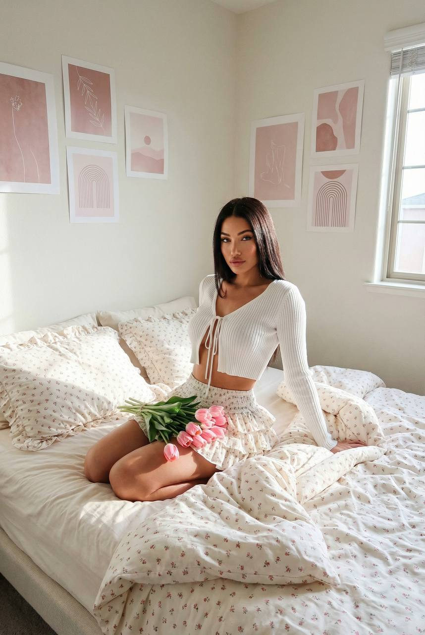 Pink Tulip Cardigan Bedroom