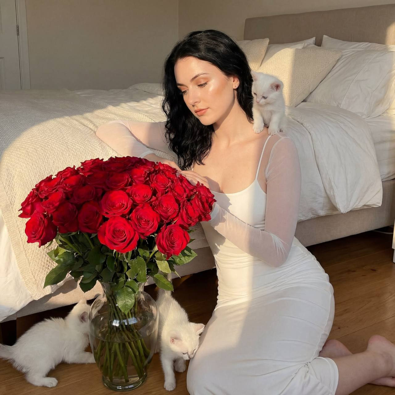 Red Roses Bedroom Kittens