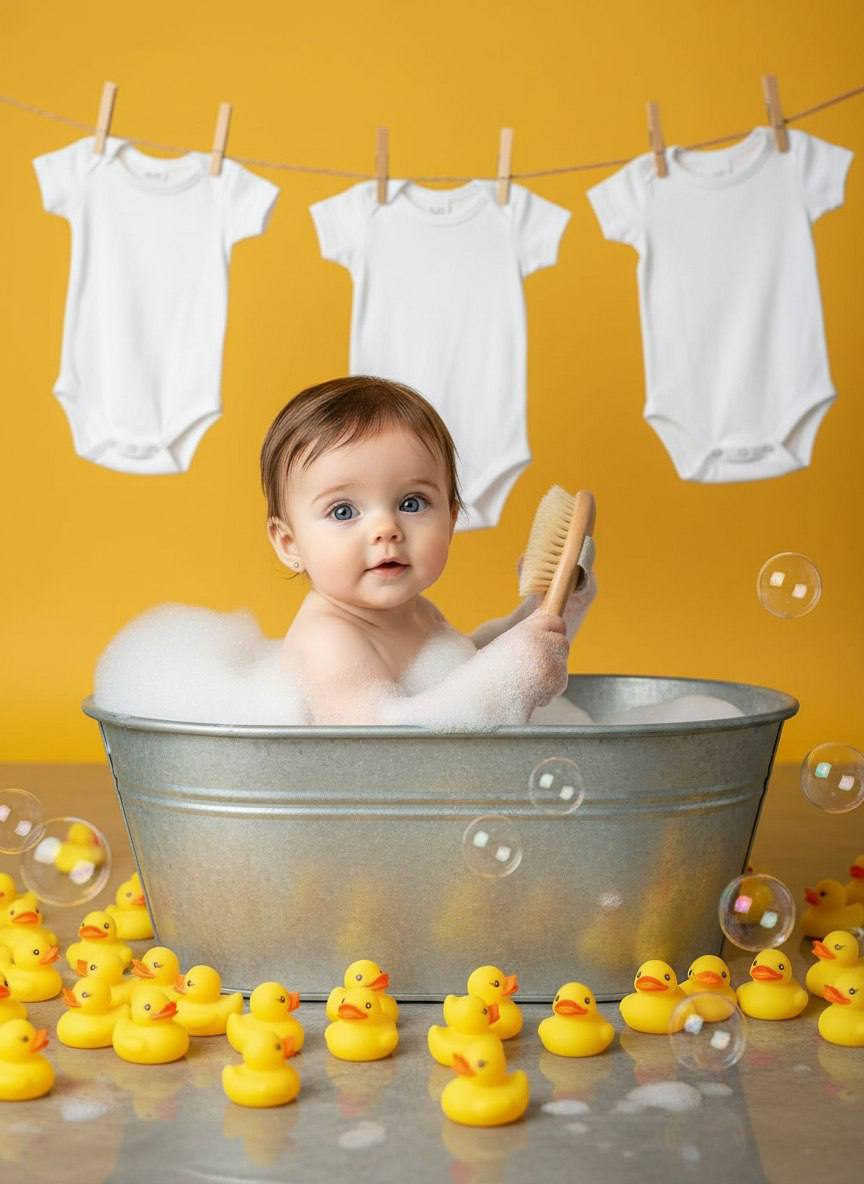 Bathtub Rubber Ducks Bubbles