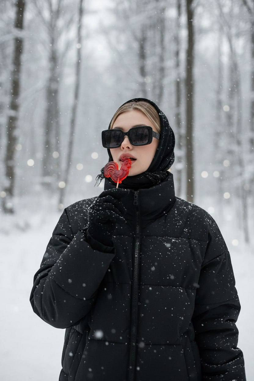 Red Lollipop Winter Forest
