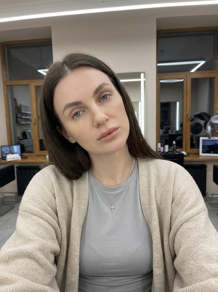Gray Cardigan Selfie