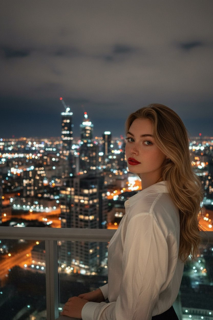 Night Balcony Red Lip