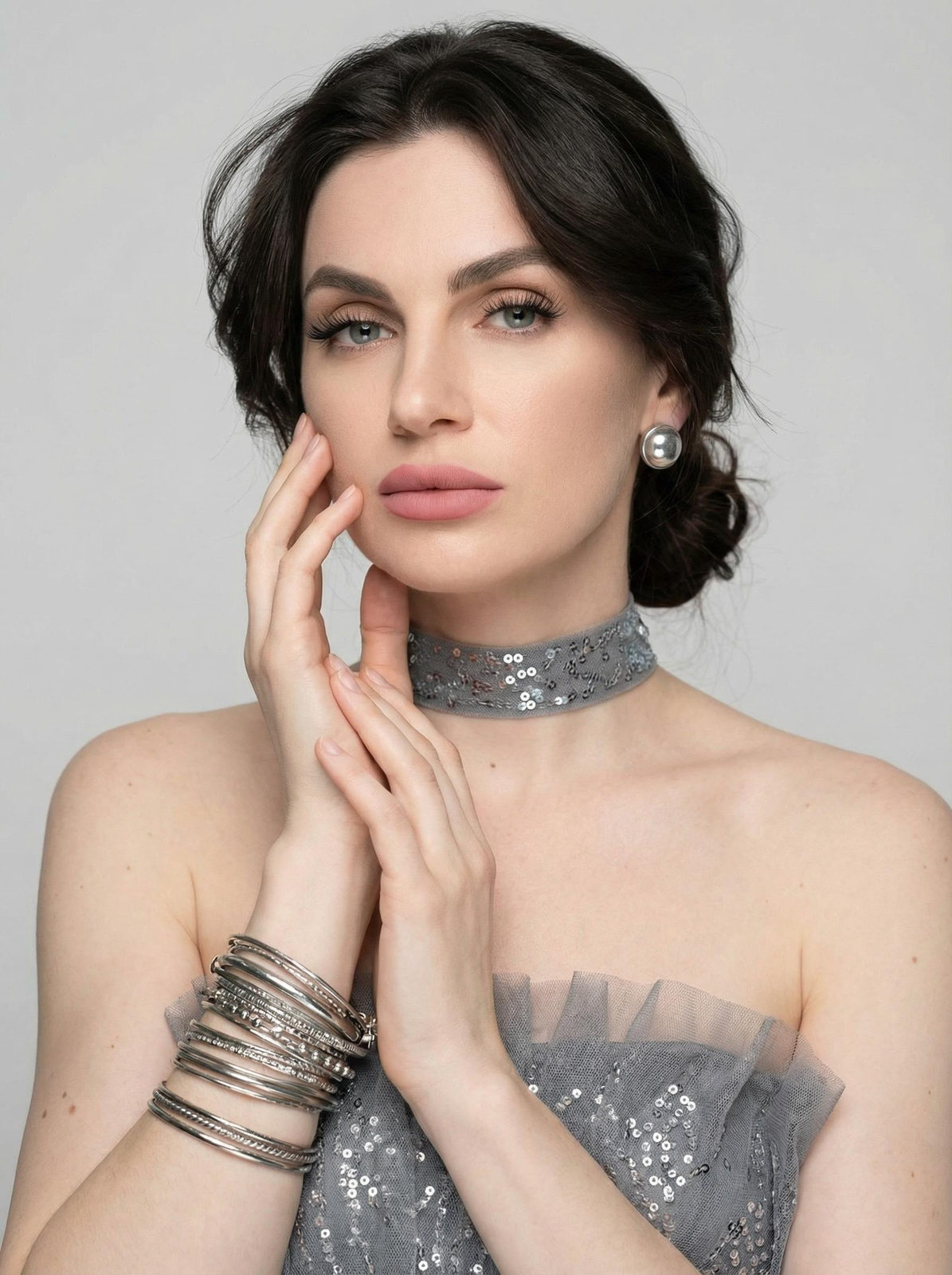 Silver Sequin Tulle Dress