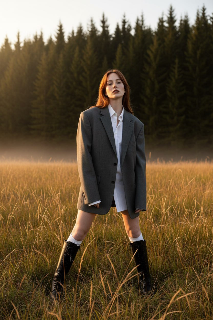 Gray Blazer Forest Sunset