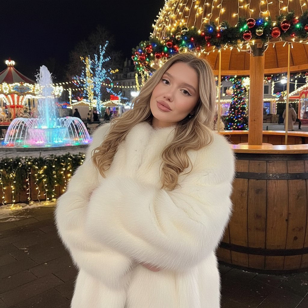 Fluffy White Fur Coat