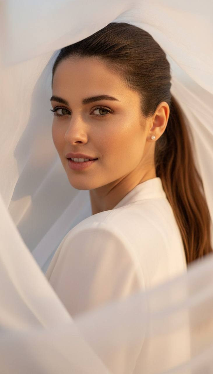 White Fabric Golden Hour