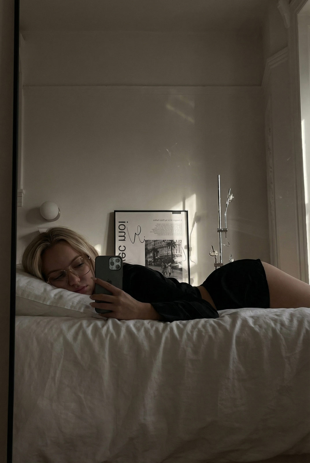 Blonde Glasses Bedroom Selfie
