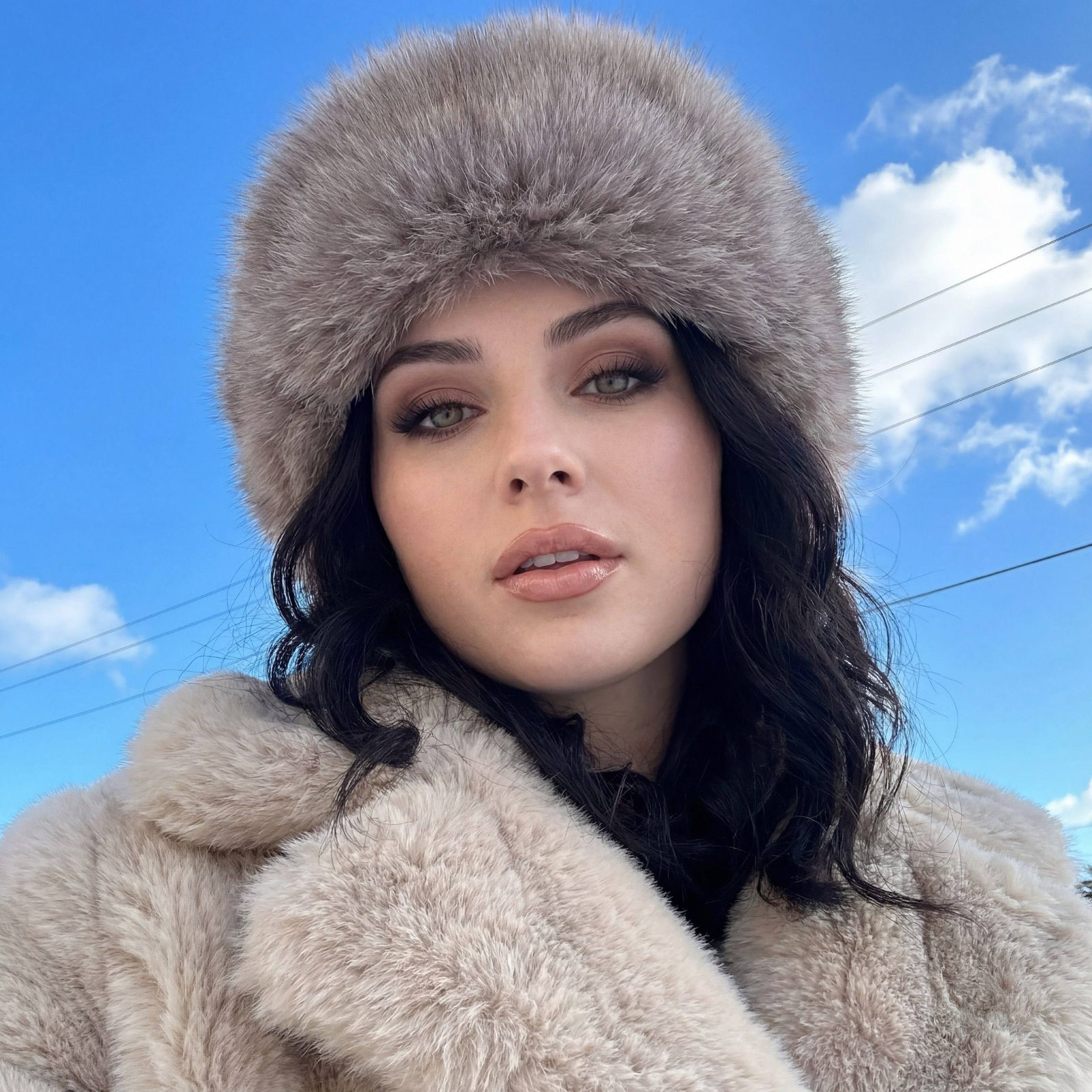Fur Papakha Winter Selfie