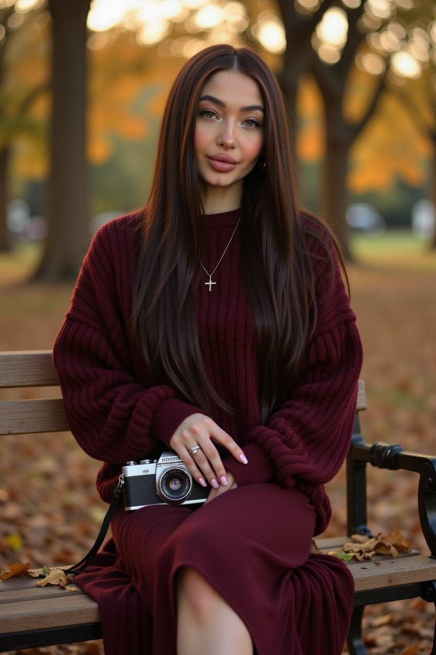Burgundy Sweater Bench